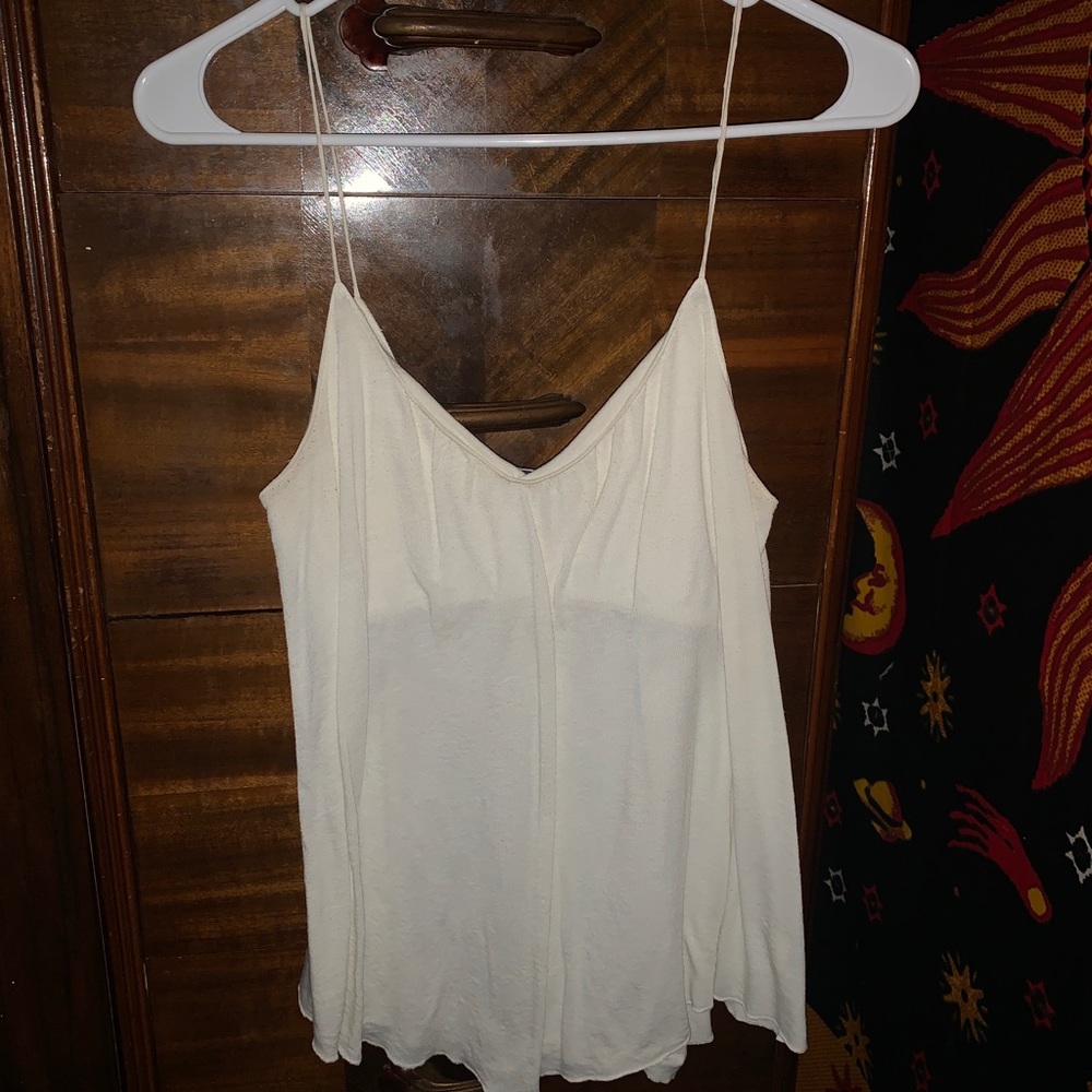 White / cream tank top with built in bra